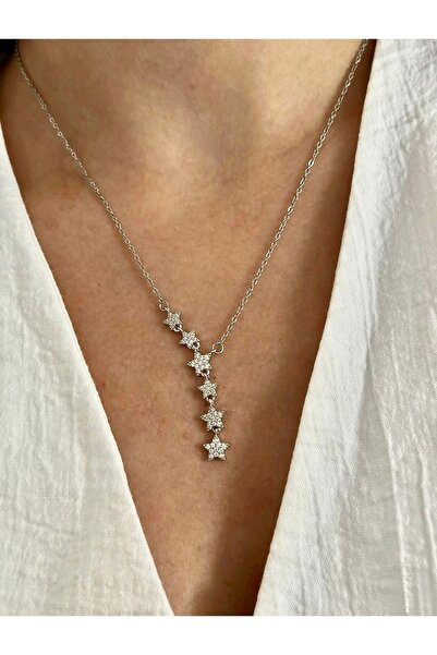 Xui Trend Model Zircon Shiny Stone Star Y Necklace /Steel Shooting Star Neckl...
