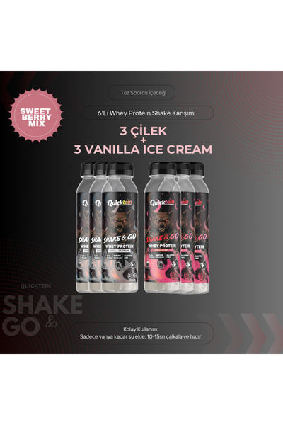 Quicktein - Shake & Go 40g Whey Protein - 6lı Sweet Berry Mix