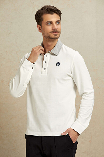 SMILE سويت شيرت أليزيو أبيض فاتح 100% قطن