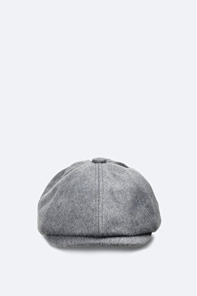 Avva Men's Gray Wool Blend Buttoned Cap Hat A42Y9272