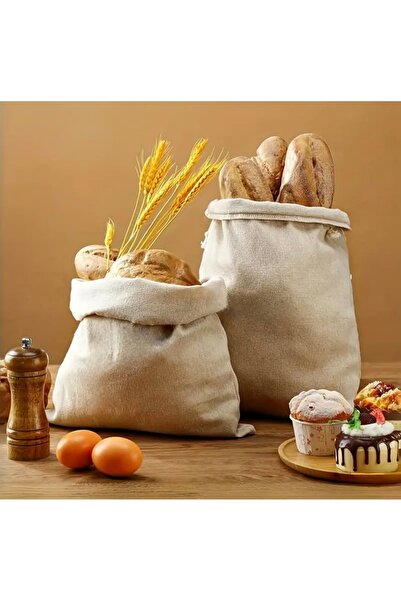 MiniStand Ham Bez Ekmek Saklama Torbası 30x35 cm Nefes Alabilir Ham Kumaş, Ağzı Büzgülü