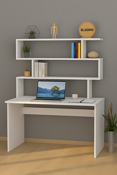 258 MoLife Arken Kitaplıklı Çalışma Masası Beyaz