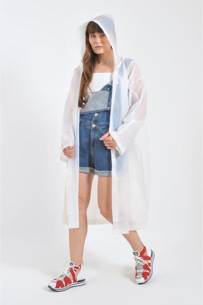 SARFEX Unisex White Water Windproof Raincoat Hooded