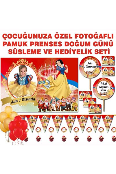 Sunligo Pamuk Prenses Fotoğraflı Doğum Günü Seti Afiş, Magnet, Flama, Konuşma...