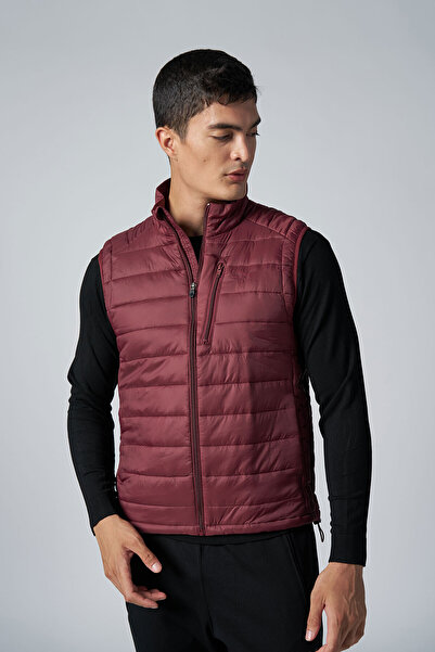 bilcee Унісекс бордовий жилет без рукавів на блискавці з кишенями 1268