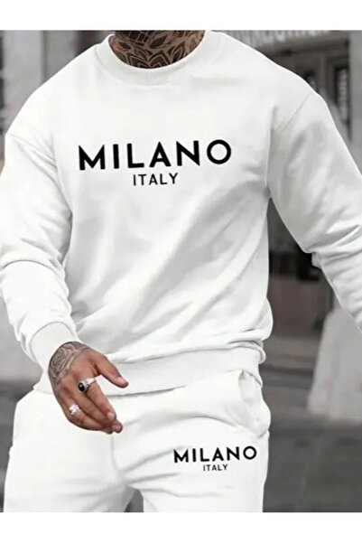 Moderie Butik Men's Long Sleeve Print Detailed Two Thread Suit