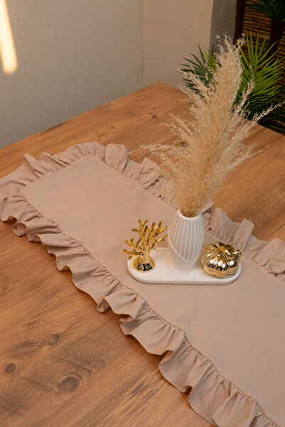 abidehanım Volan Bej I Runner Natur Lee 40x110 cm