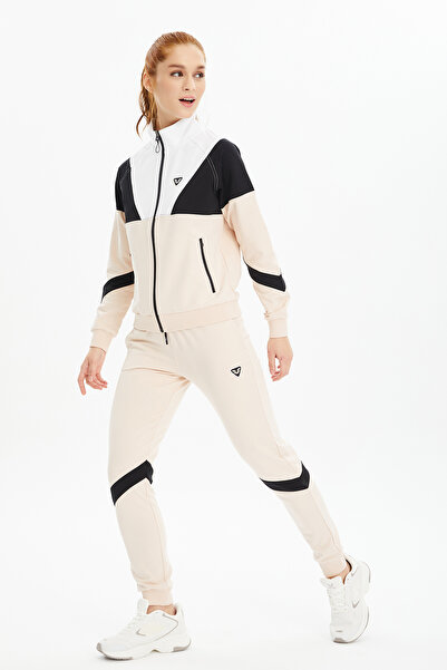 bilcee Γυναικείο Σετ Φόρμας Κρεμ Color Block Rubber Leg 0476