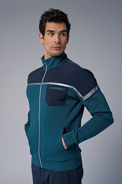 bilcee Ανδρικό σετ αθλητικής φόρμας από βαμβακερό λύκρα με ψηλό γιακά 3973