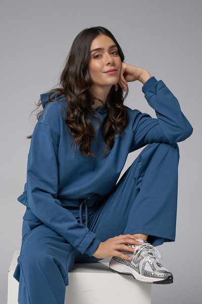 bilcee Γυναικείο Σετ παντελόνι με στάμπα με πέτρα σκούρο μπλε 4043