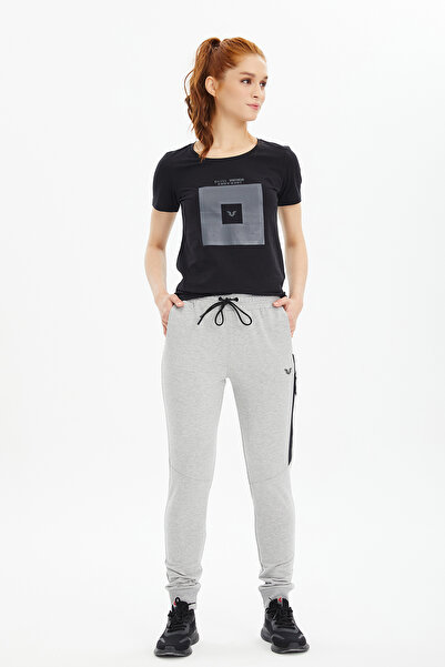 bilcee Γυναικείο γκρι βαμβακερό αθλητικό παντελόνι με ραβδώσεις 0807