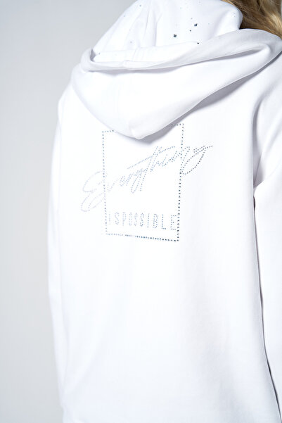 bilcee Γυναικείο Σετ Φούτερ με Κουκούλα με Μαλακή Υφή Λευκό Μόδας 4037