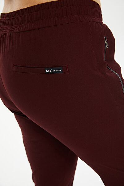 bilcee Women's Burgundy Plus Size Woven Slim Leg Outdoor Sweatpants 0806