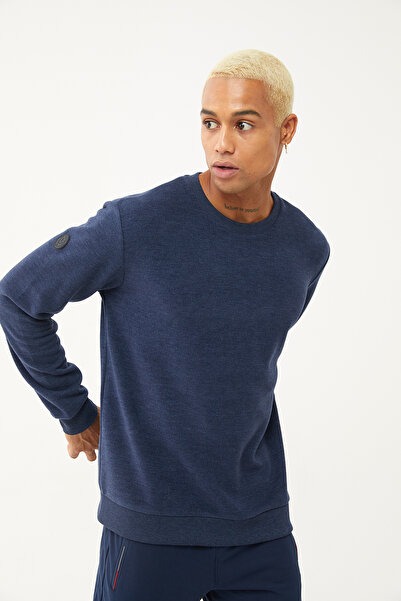 bilcee Чоловічий синій світшот з коміром-стійкою та м'якою текстурою 1664