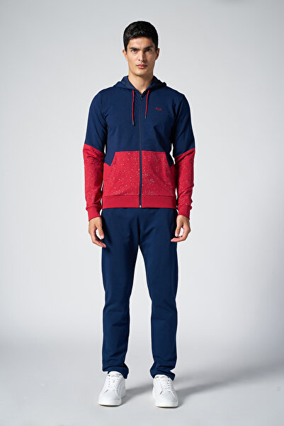 bilcee Ανδρικό σετ αθλητικής φόρμας με κουκούλα μπορντό - Quicktime 7007