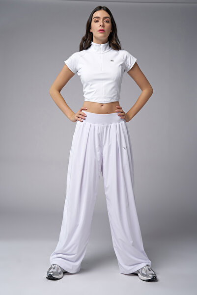 bilcee White Silky Fabric Palazzo Baggy Loose Women's Trousers