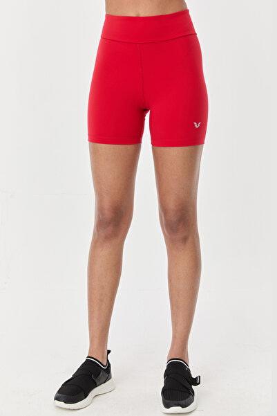 bilcee Women's Red High Waist Short Length Biker Athlete Leggings 9730