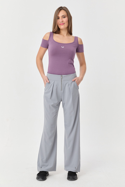 bilcee Γυναικείο λιλά βαμβακερό μπλουζάκι με λεπτομέρεια ώμου 9735