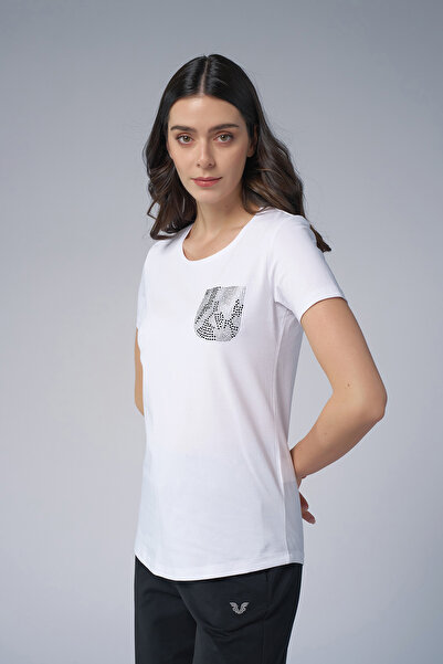 bilcee Γυναικείο μπλουζάκι με στάμπα με λευκή πέτρα τσέπης 4077