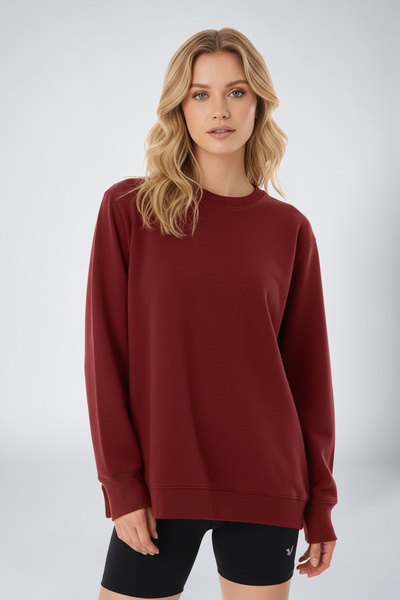 bilcee Peak Women's Rumba Dark Oversize Crew Neck Basic Sweatshirt 7015