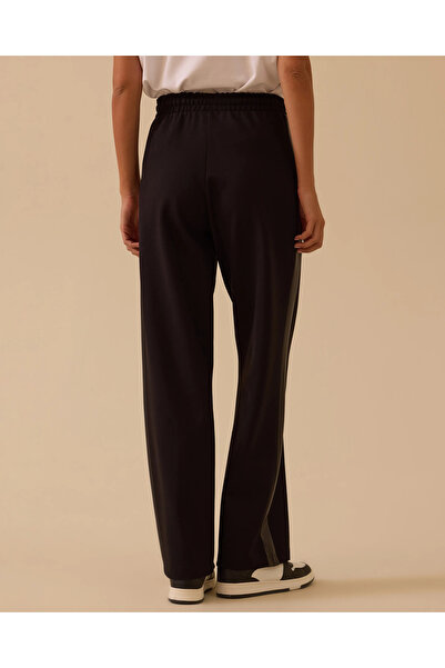 SEÇİL Faux Leather Piped Wide Leg Trousers