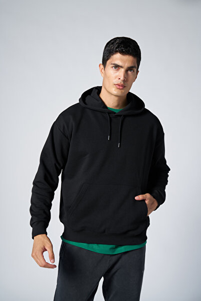 bilcee Peak Чоловічий чорний бавовняний худі з капюшоном і кишенями 7017