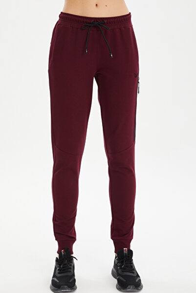 bilcee Γυναικείο Βουργουνδία Ribbed Long Cotton Sports Sweatpants 0807