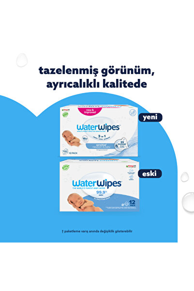 WaterWipes Islak Mendil Bio 60 Lı X 12 Adet (720 Yaprak)