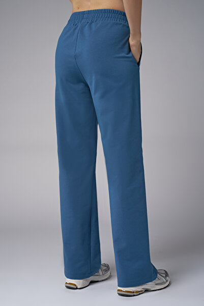 bilcee Kadın Koyu Mavi Taş Baskılı Sweatshırt Pantolon Takım 4043