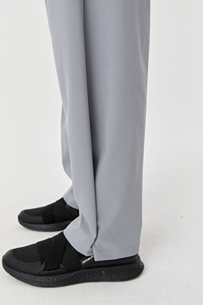 bilcee Women's Gray Thin Lycra Zippered Wide Leg Woven Lightweight Trousers 0074