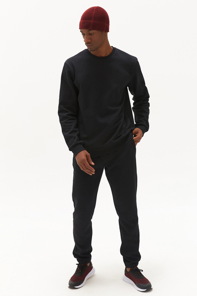 bilcee Peak Men's Black Cotton Elastic Leg Jogger Sweatpants 7019