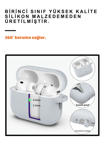 EWEC Set of Two |   Pro 3. Generation Compatible Light Gray and Matte White Silicone Earphone Case (2.5 mm Thickness)