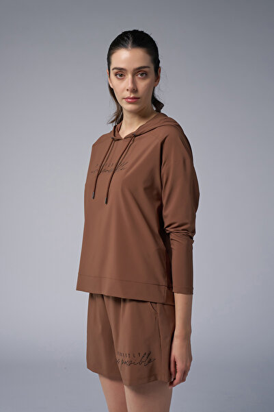 bilcee Γυναικείο λεπτό υφασμάτινο καφέ φούτερ 4168