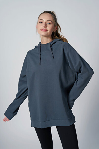 bilcee Γυναικείο φούτερ με κουκούλα με μαλακή υφή καπνιστή, μακρύ μήκος, oversize 4785