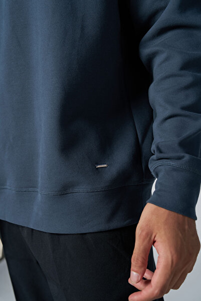 bilcee Ανδρικό φούτερ με βουρτσισμένη μαλακή υφή με λαιμόκοψη καπνιστή 4786