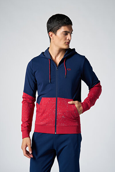 bilcee Ανδρικό σετ αθλητικής φόρμας με κουκούλα μπορντό - Quicktime 7007