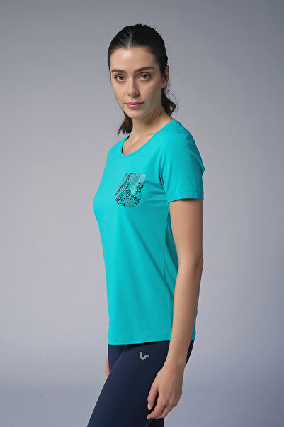 bilcee Жіноча футболка з принтом Turkuaz Cep Taş 4077