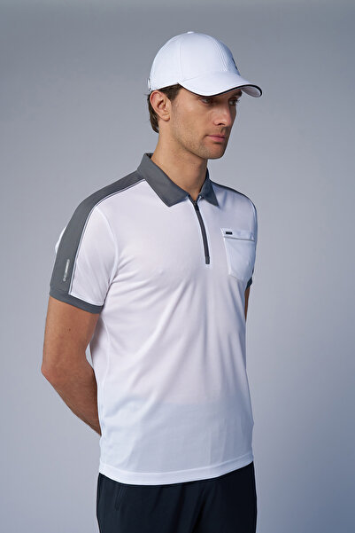 bilcee Ανδρικό μπλουζάκι με λαιμόκοψη λευκό ανοιχτό γκρι 4193