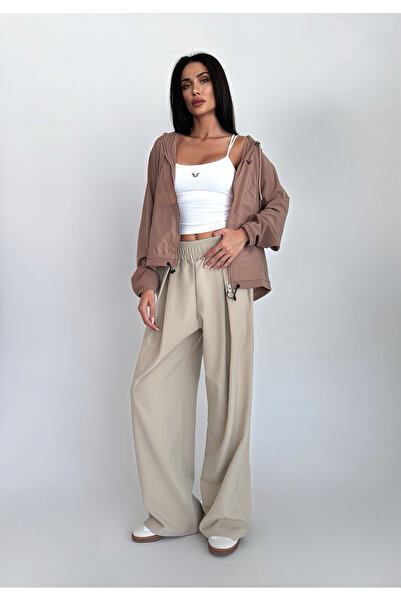 bilcee Women's Beige Design Palazzo Loose Trousers 4592
