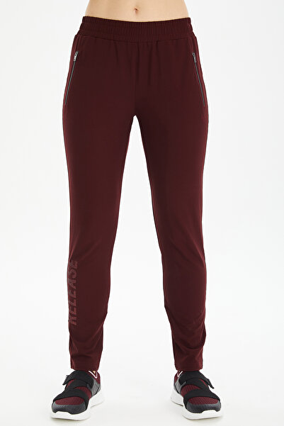 bilcee Claret Red Lycra Women's Jogger Pants - Pockets, for Outdoor Hiking, Casual Sweatpants 0734