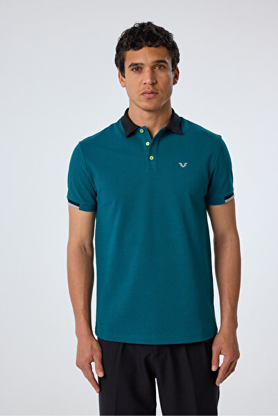 bilcee Петроль Кольоровий Чоловічий Поло Короткий Рукав Футболка 9710