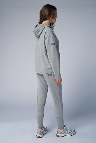 bilcee Women's Gray Melange Hooded Cotton Tracksuit Set 9836