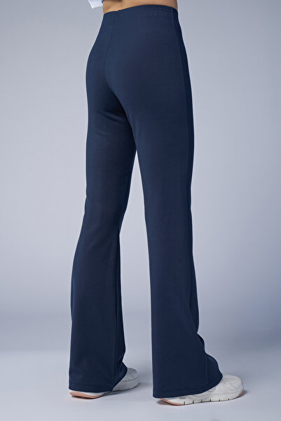 bilcee Women's Navy Blue High Waist Flare Pants 4555