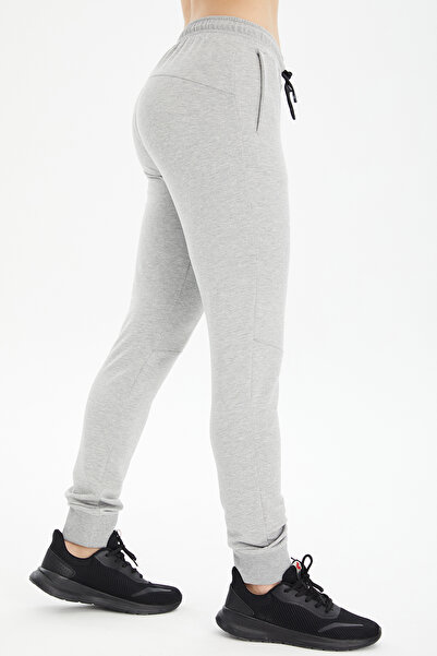 bilcee Γυναικείο γκρι βαμβακερό αθλητικό παντελόνι με ραβδώσεις 0807