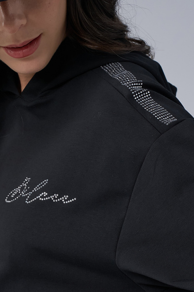 bilcee Γυναικείο Σετ Παντελόνι Φούτερ με στάμπα μαύρης πέτρας 4043