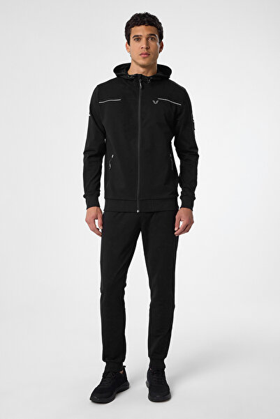 bilcee Ανδρικό κοστούμι φόρμας με μαύρη κουκούλα από καουτσούκ 0785