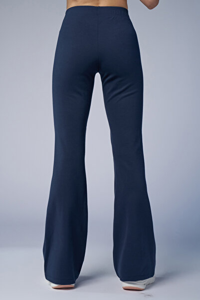 bilcee Women's Navy Blue High Waist Flare Pants 4555