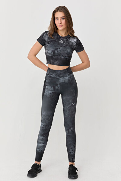 bilcee Colanți sport gri Mental cu talie înaltă pentru femei, cu buzunare, 1388