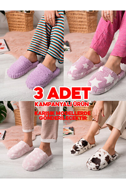 Firibu 3-ПАРНИЙ НАБІР Преміум жіночі домашні капці – плюшеві зимові капці з легкою підошвою
