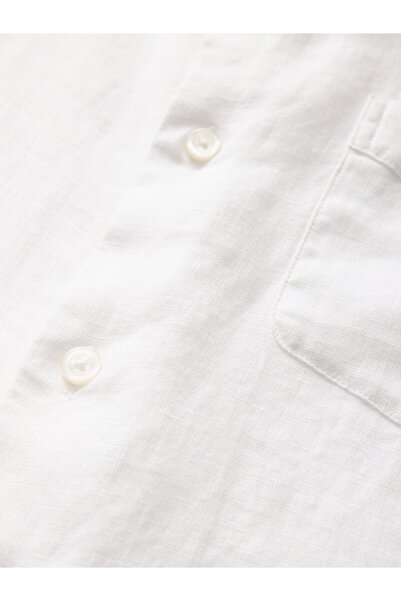 GAP Erkek Beyaz Keten Klasik Gömlek